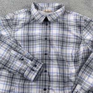 Duluth Trading Co Shirt Womens XL Blue DuluthFlex Sidewinder Plaid Vented Hiking